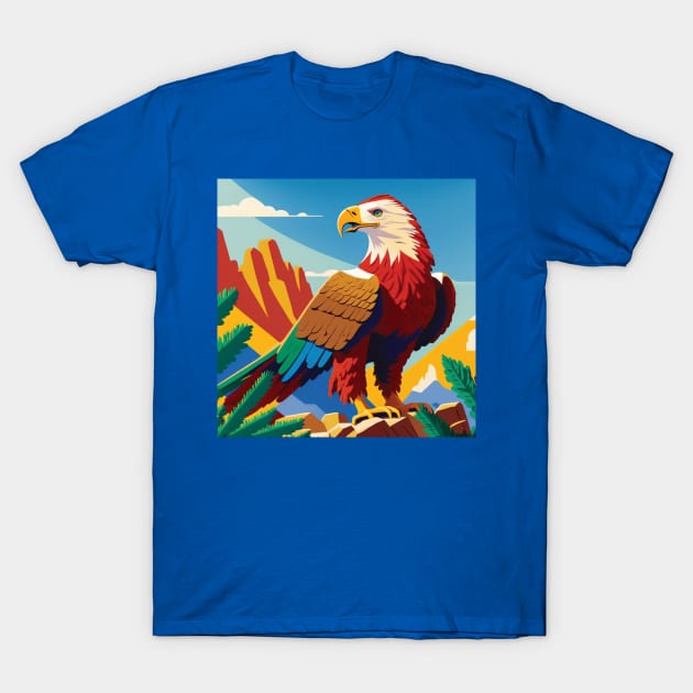 Bald Eagle in the mountains. Colour block T-Shirt by Geminiartstudio